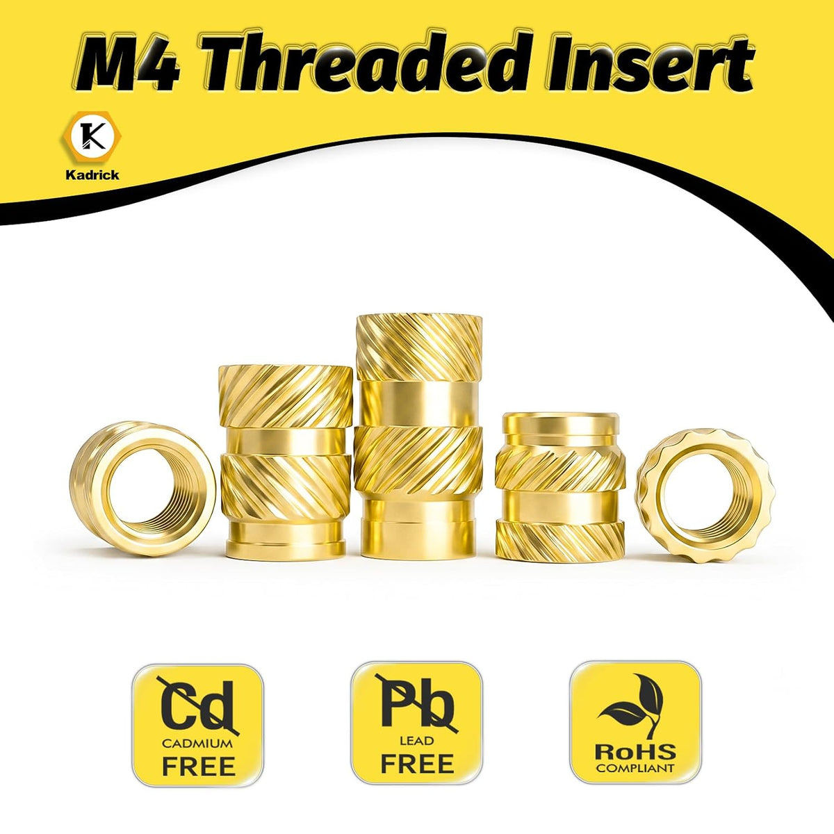 KADRICK 150PCS M4 Heat Set Inserts Kit,M4*(6/8/10mm)*5.5mm with Insert Tip