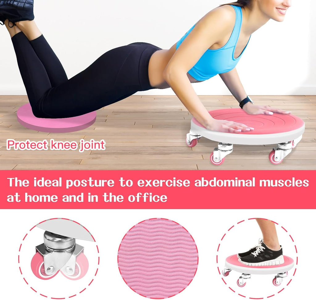 6 Caster Ab Roller, Ab Exercise Equipment with Knee Pads, Ab Roller Wheel for Core Exercise, Abdominal Strength