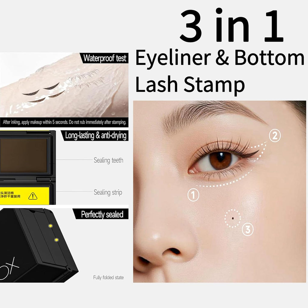 Black Box Eyelash Stamp Kit,3-In-1 Wing Eyeliner & Lower Lash & Freckle Marking Stamping Tool
