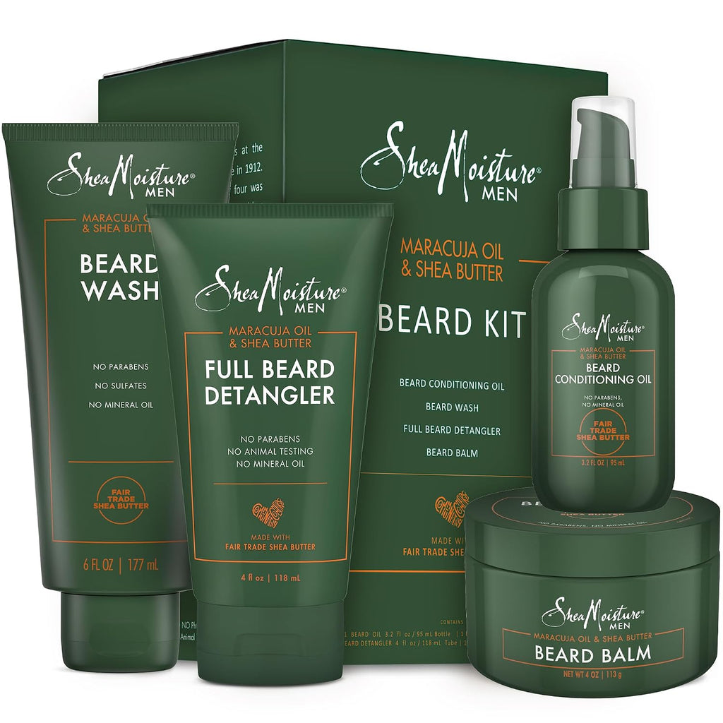 SheaMoisture Beard Kit (Wash, Oil, Detangler & Balm), Gifts for Men | Beard Care Kit for Men with Beard Wash