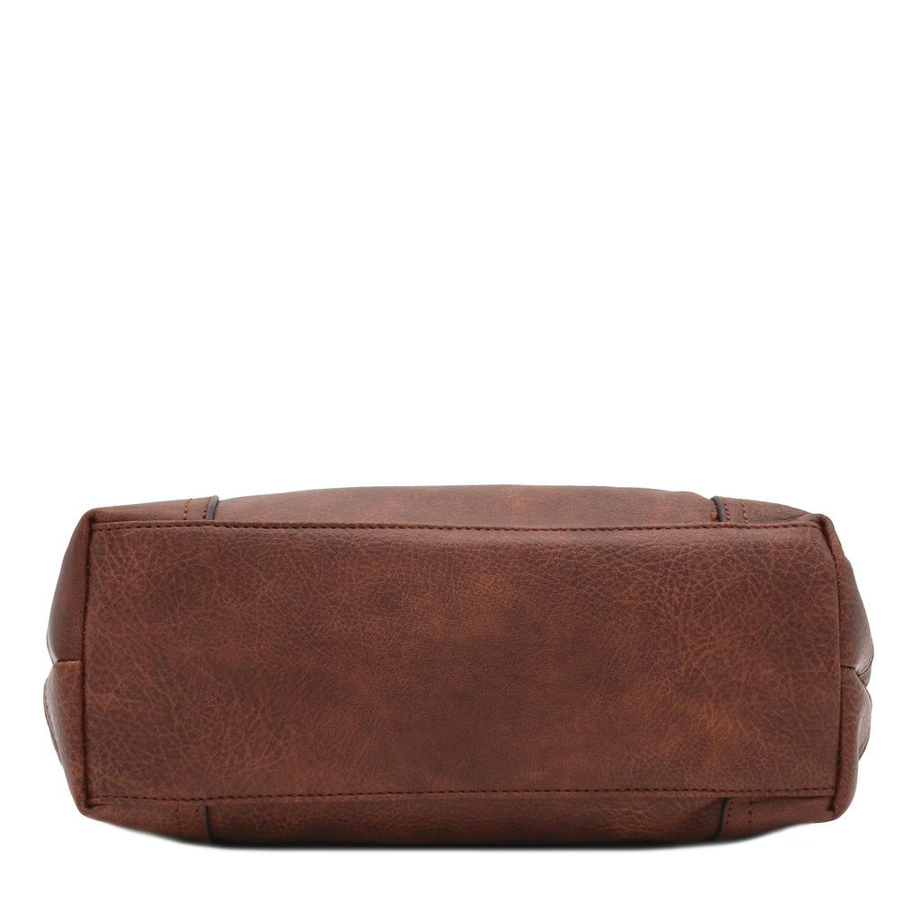 Hobo Shoulder Bag with Big Snap Hook Hardware (Brown)