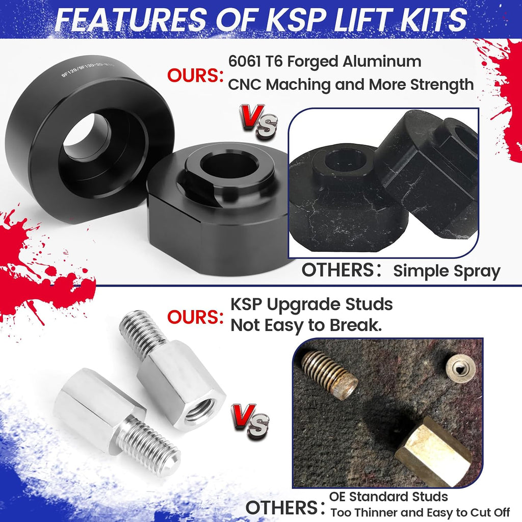 KSP 2" Front Leveling Lift Kits for Ford with 5/8" Stud (4WD only)