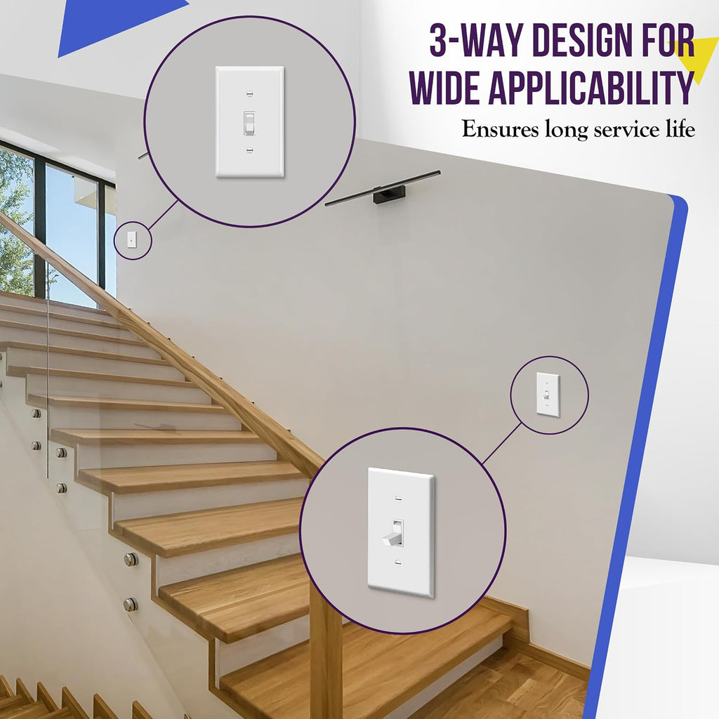 ENERLITES 10 Pack Toggle Light Switch, 3-Way Electrical Wall Switch, White