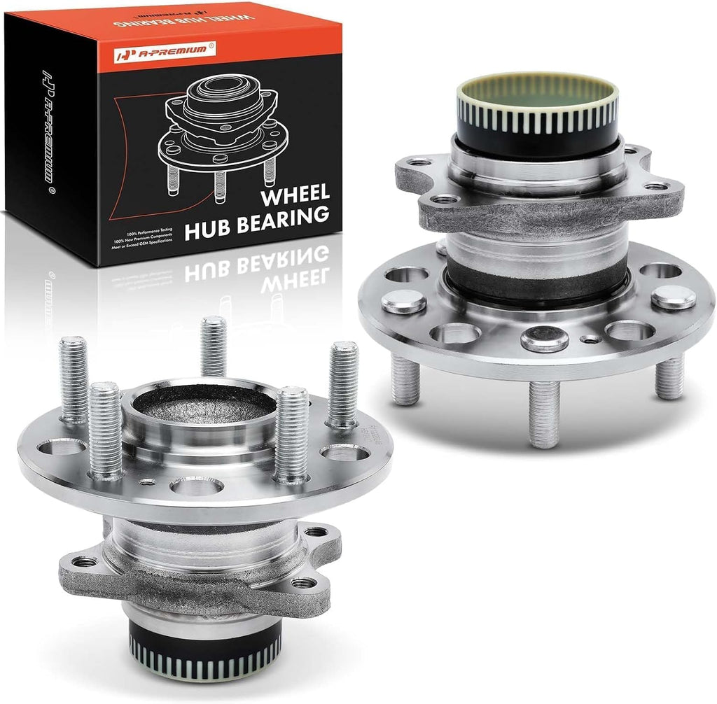 A-Premium 2 x Rear Wheel Bearing and Hub Assembly with ABS Ring & 5-Lug