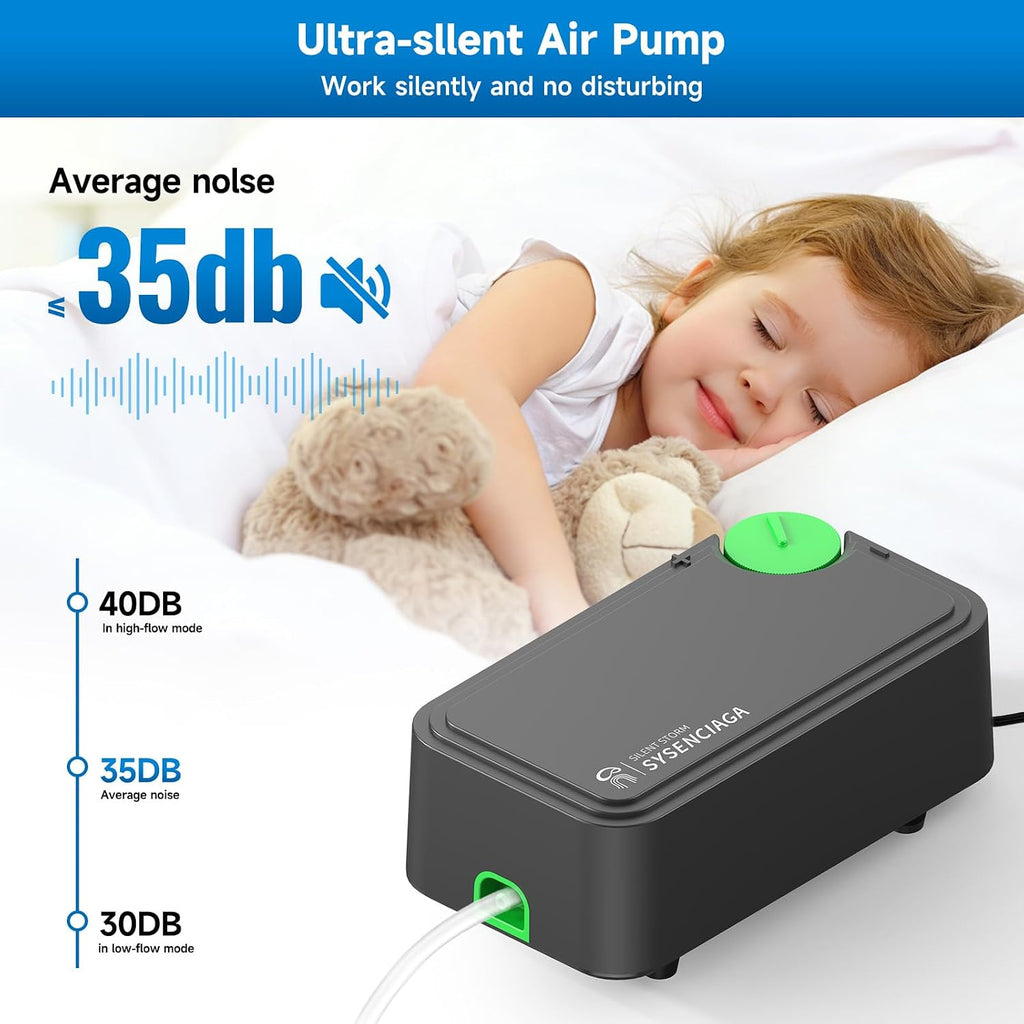 3W Aquarium Air Pump, Ultra Quiet Dual Outlet Adjustable Oxygen Pump for up to 300 Gallon Fish Tanks, Small Tanks