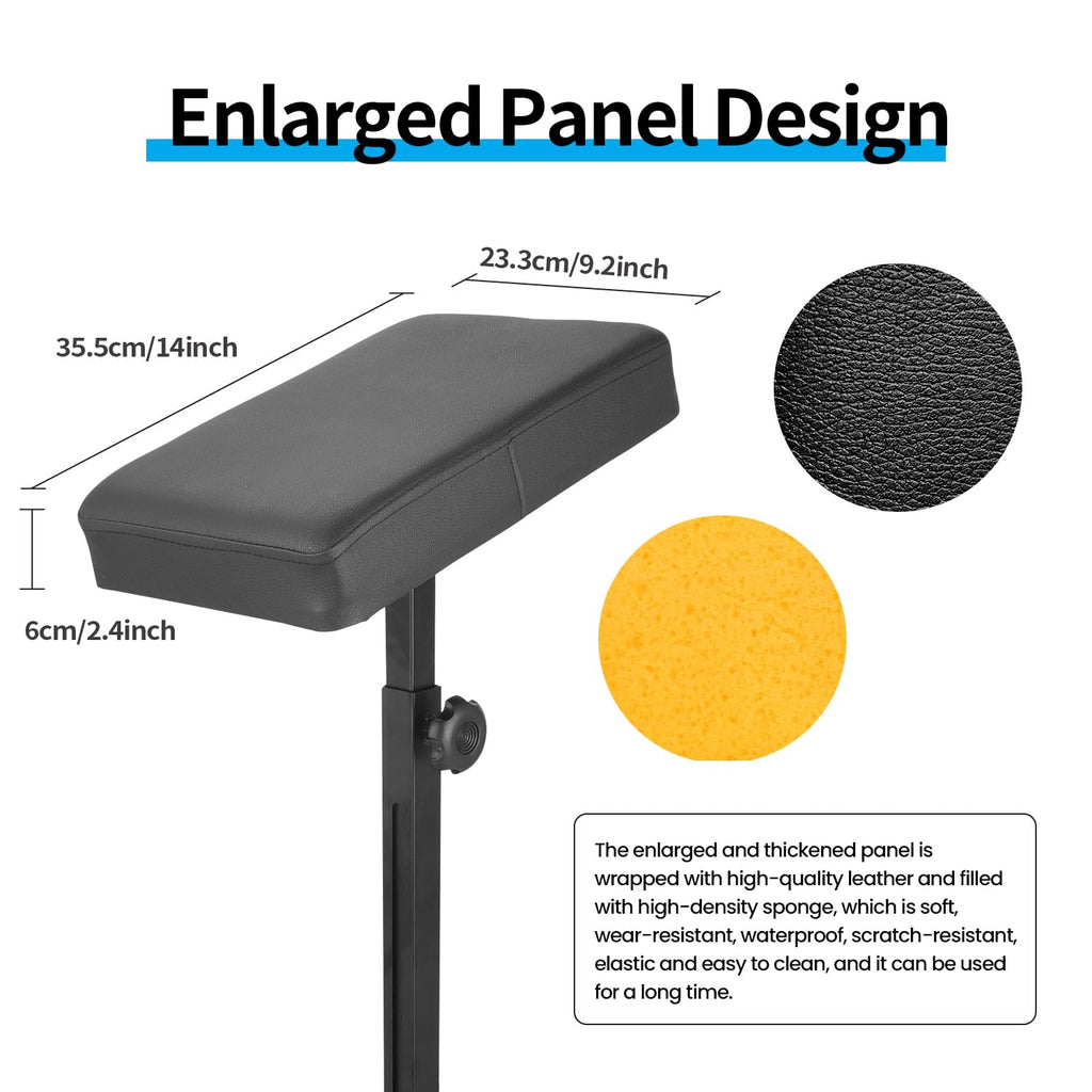 Tattoo Armrest Stand, Tattoo Arm Rest Stand Adjustable, Tiltable Thickened Black Leather Cushion, Stable Four Corner