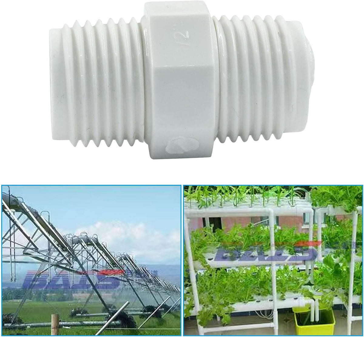 1/2 Inch PVC Nipple Coupling Adapter, 10Pcs
