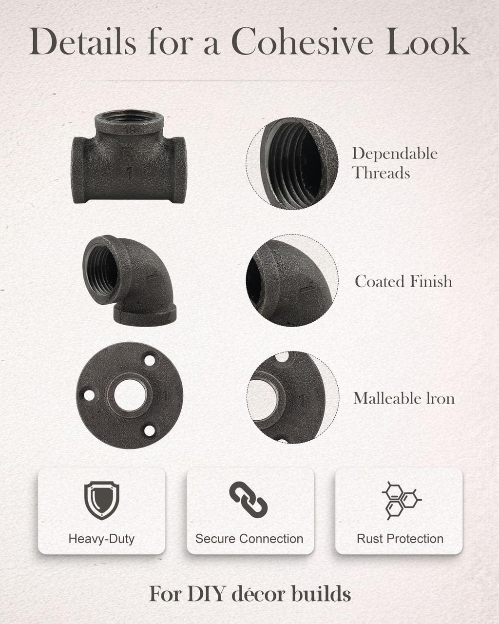 30 Pack 1 Inch Cast Iron Pipe Fittings with Elbows Tees Flanges