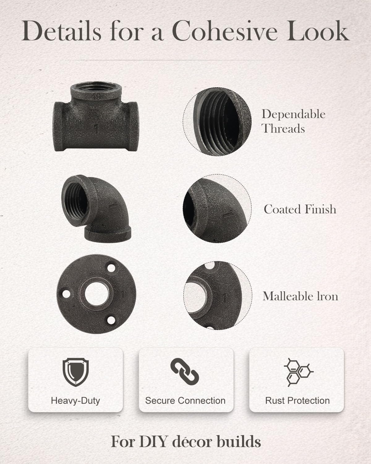 30 Pack 1 Inch Cast Iron Pipe Fittings with Elbows Tees Flanges
