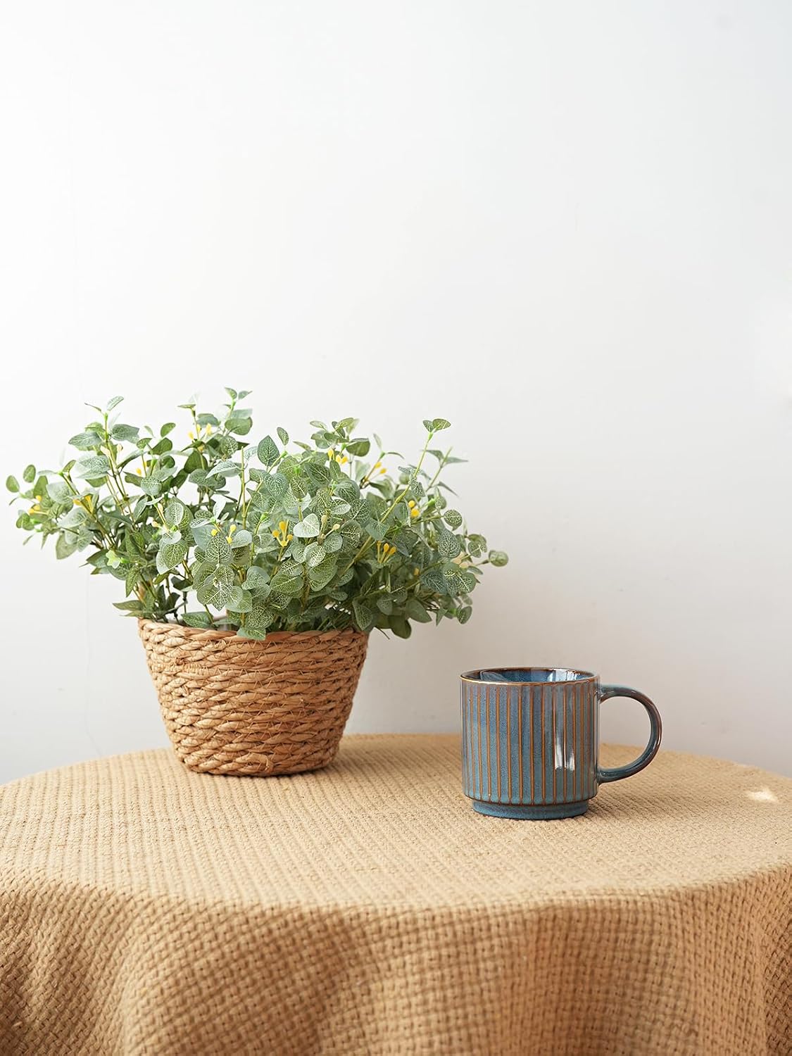 Stackable Ceramic Coffee Mug Set of 4, 16 Oz, Coffee Cups, Microwave Safe, Unique Reactive Glaze (Teal, 16 Oz)