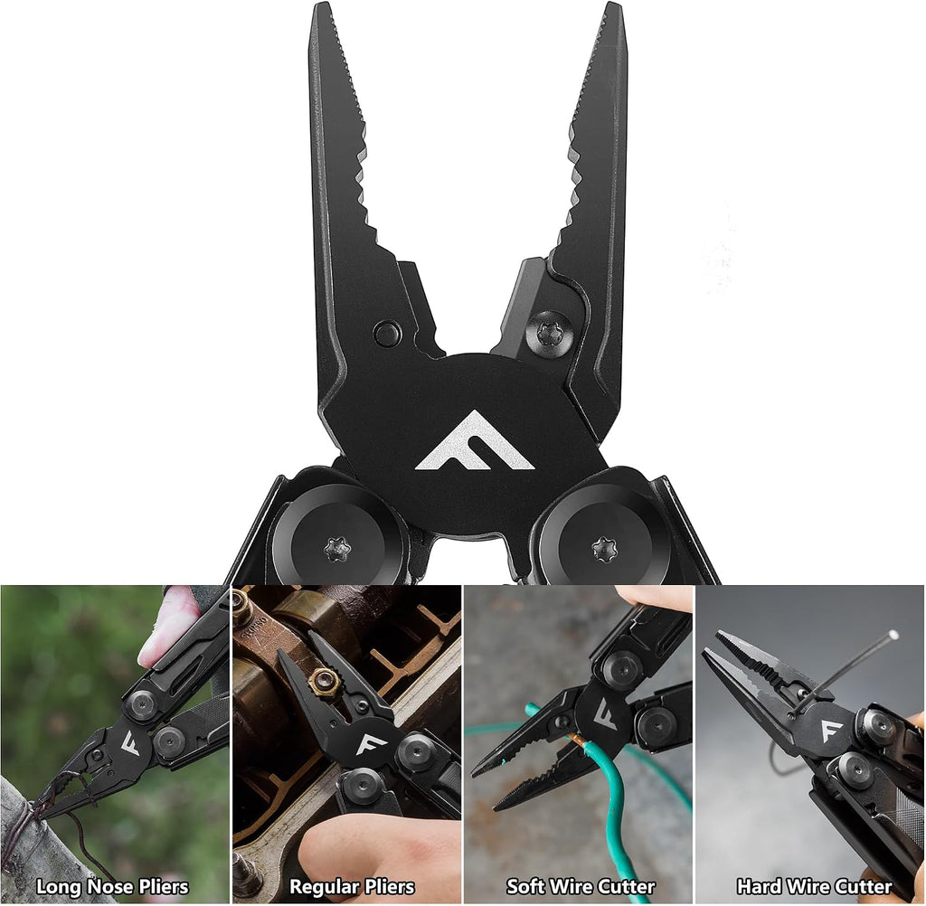 15-in-1 Multitool Pliers with Sheath Safety Lock EDC | Stainless Steel with Self-Locking System, Knife, Saw and