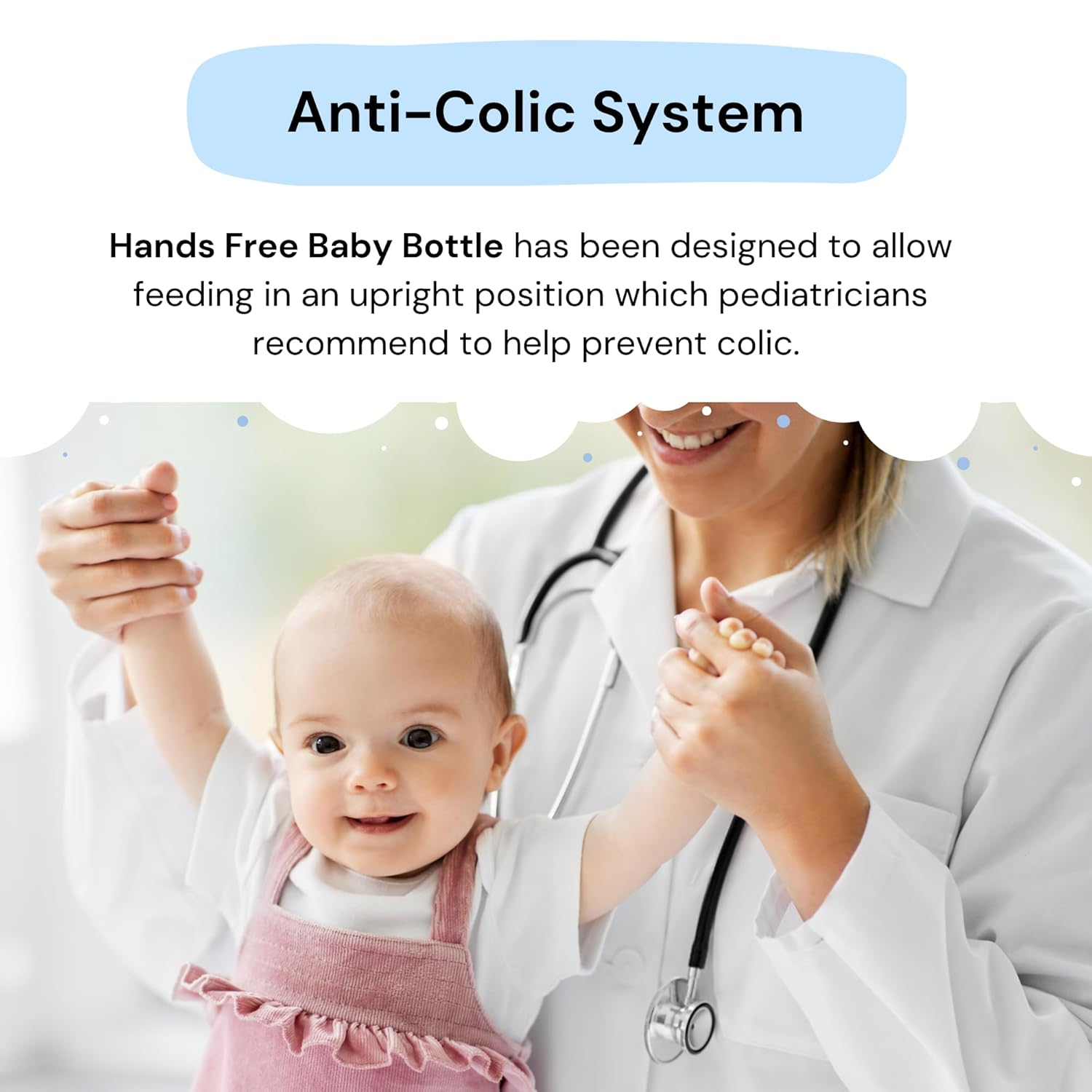 Anti-Colic Nursing System 4 oz Baby Bottle with Fast Flow Nipple/Teat 3m+ with Tube Straw Feeding System for Toddler