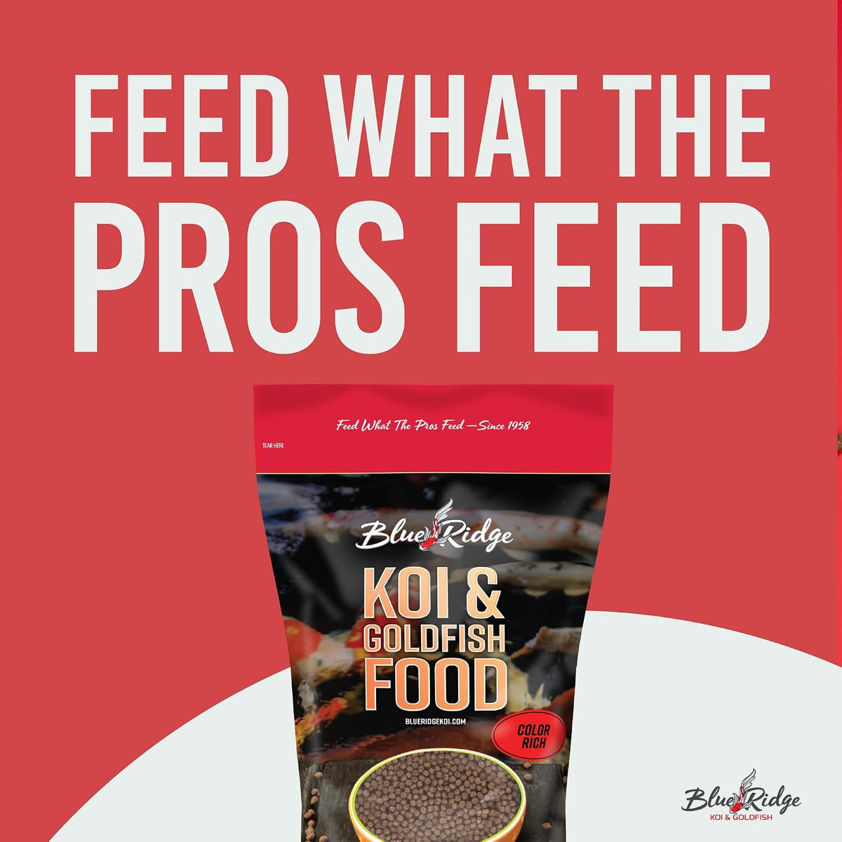 Blue Ridge Koi Fish Food, Growth Formula Color Rich, 3/16" Pellets, 2 lb