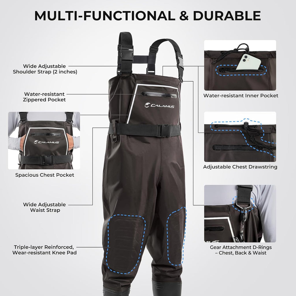 WaveWalker Fishing Waders for Men & Women | 100% Waterproof, Slip-Resistant Boots,Tear-Resistant Nylon, Reinforced