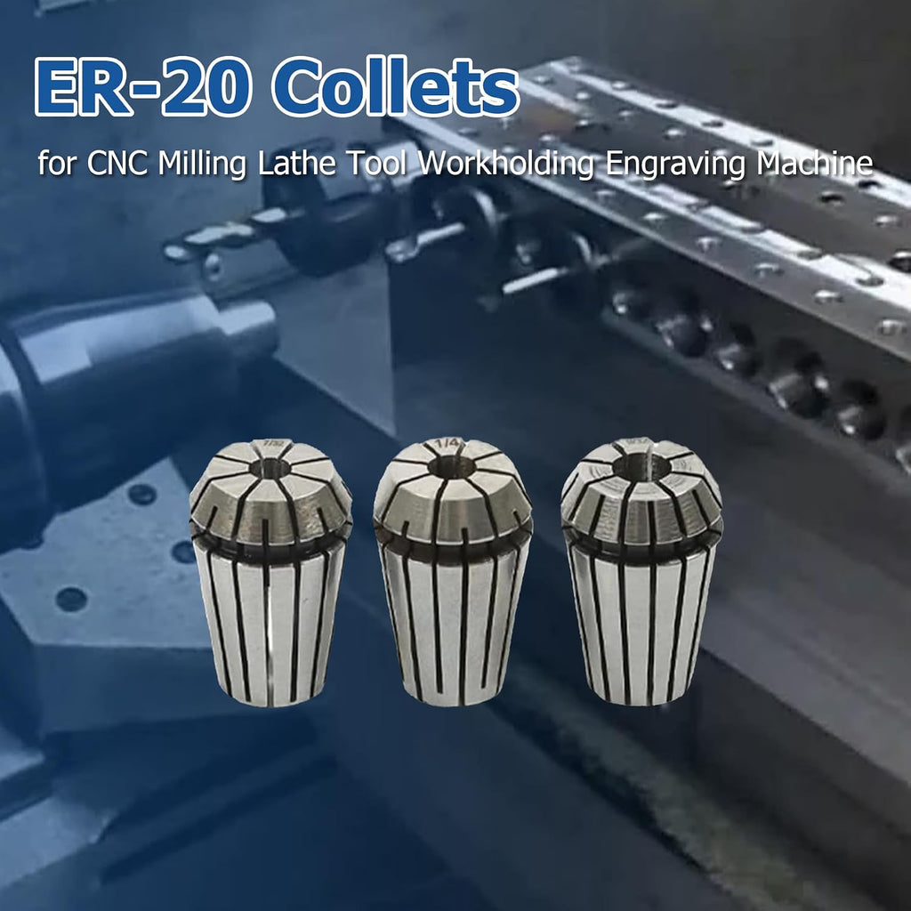 WFLNHB 12 Pcs ER20 1/8"-1/2" ER-20 Collets Set High Accuracy