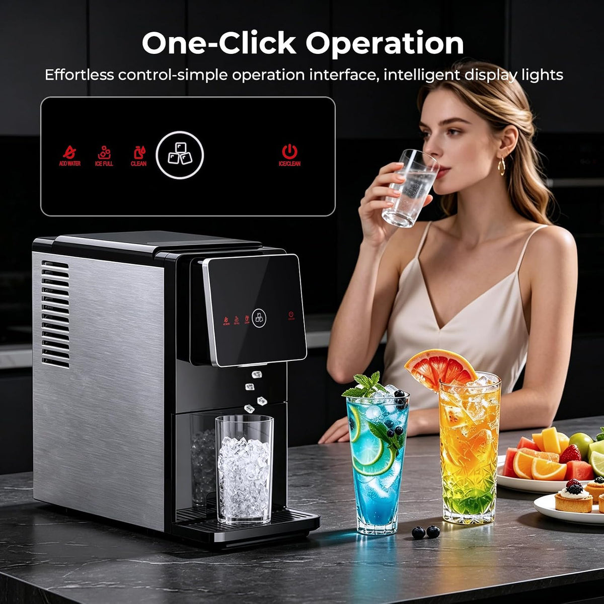 Nugget Ice Maker Countertop with Self-Dispensing, 33lbs/24H
