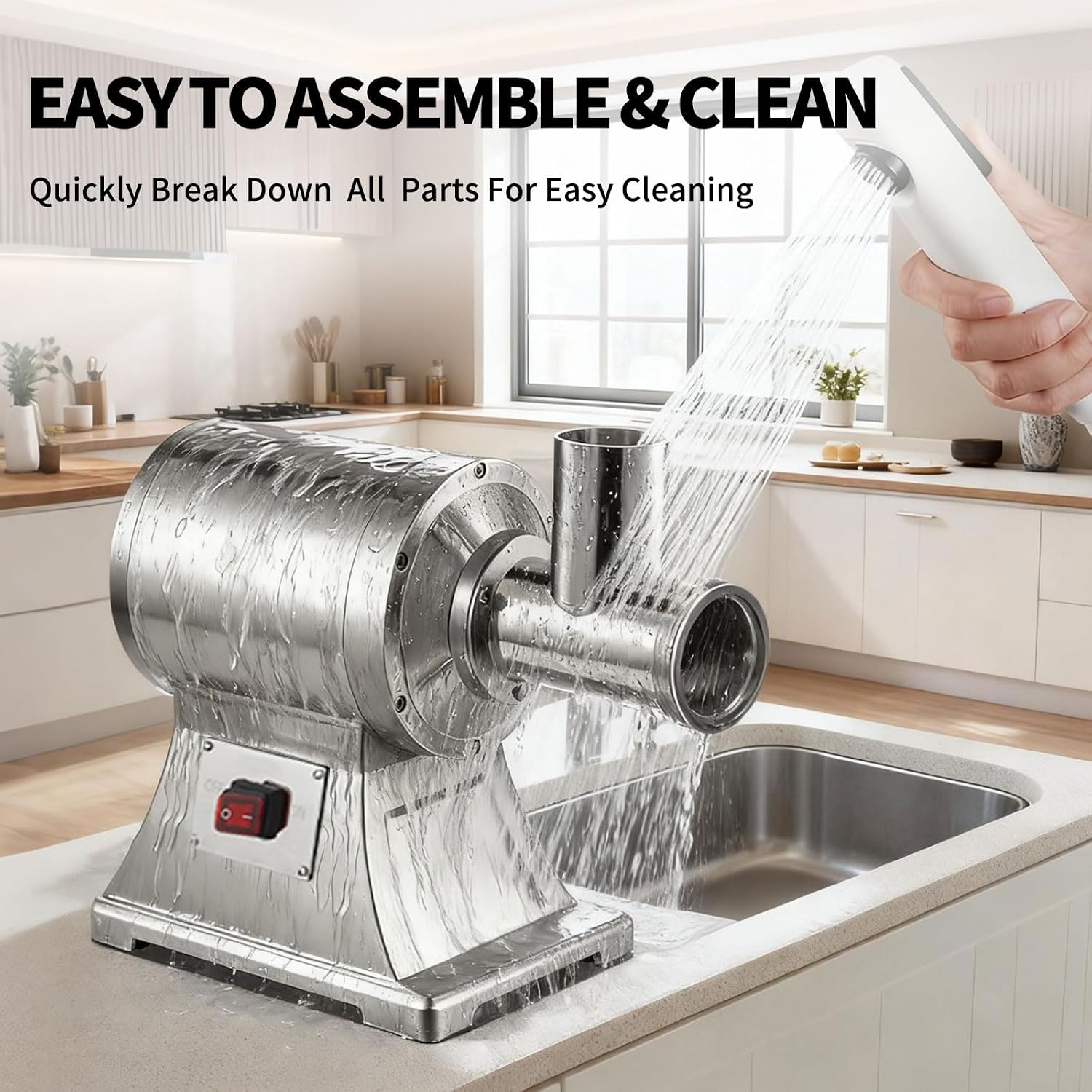 Heavy Duty Commercial Meat Grinder Machine 1.5 HP, 1100W, 330LB/h Stainless Steel Electric Meat Mincer with 2 Blades