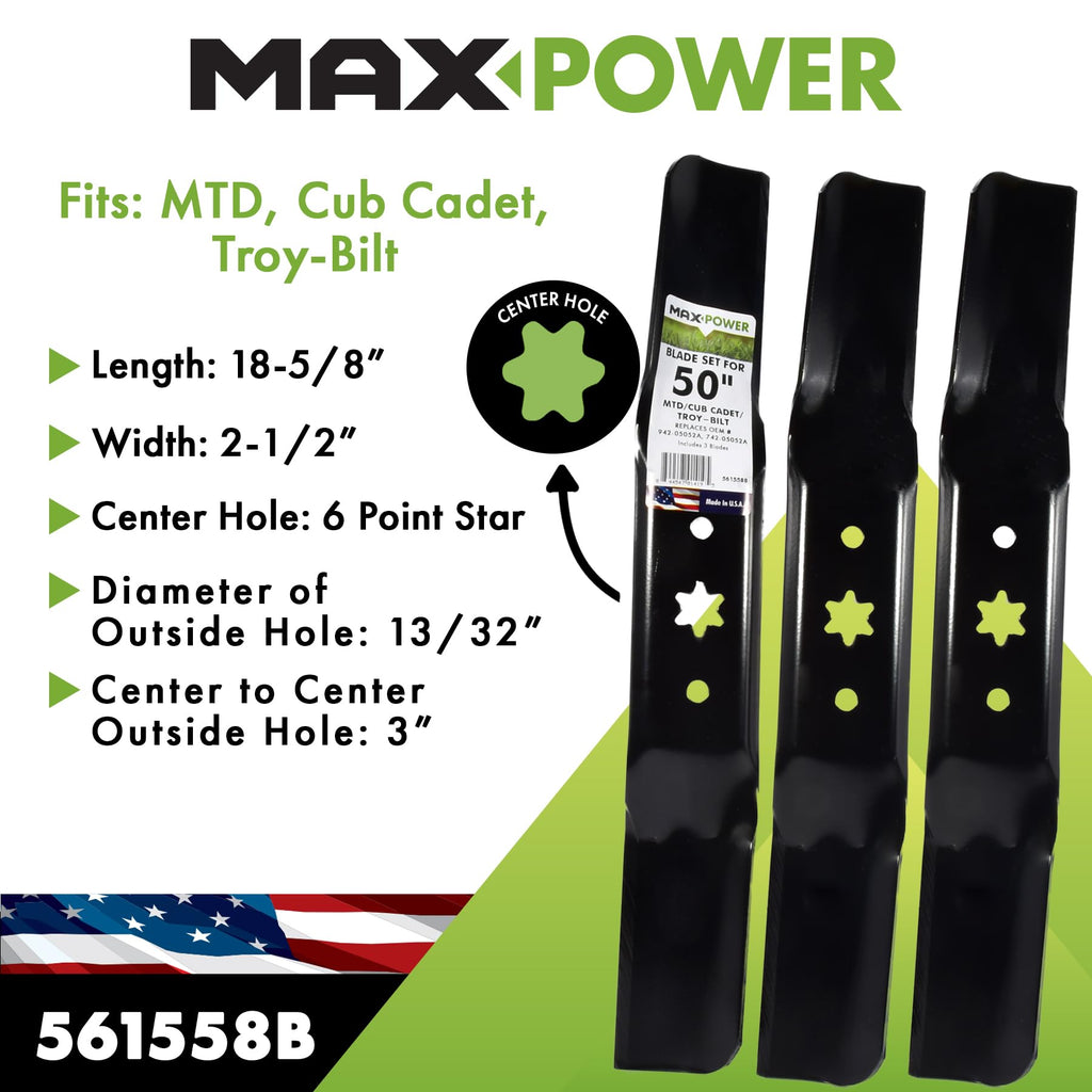 MaxPower 561558B USA MADE 3 Blade Set