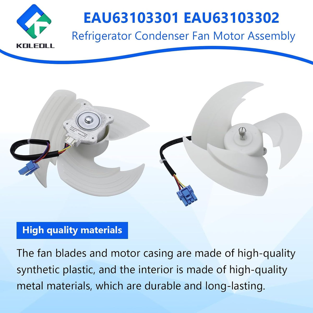 EAU63103301 EAU63103302 Refrigerator Condenser Fan Motor Assembly
