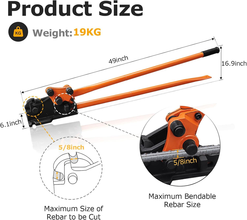 Manual Rebar Cutter and Bender,for Construction Site and Home-use,Removable Rebar Shears, Rebar Bending Machine