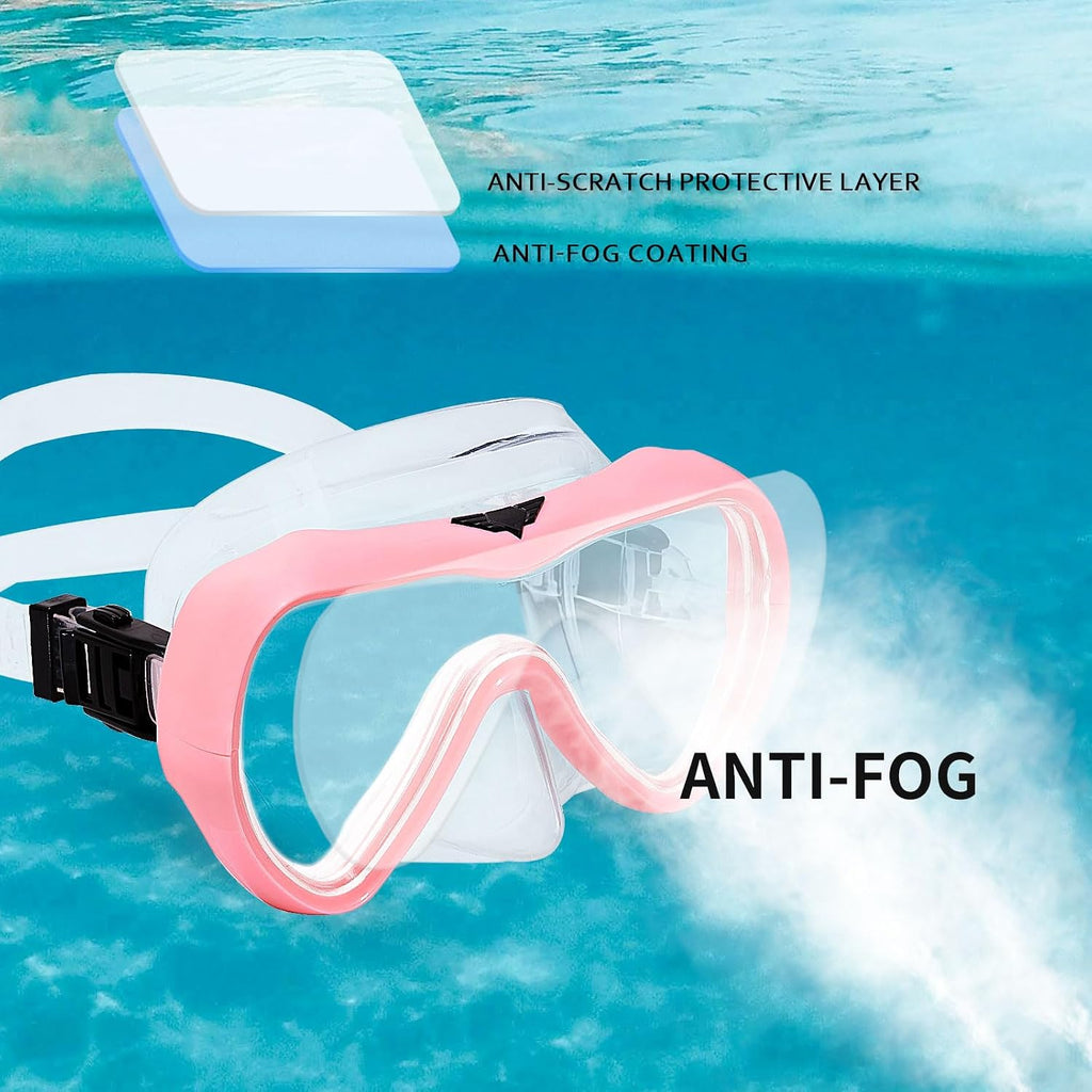 Diving Mask Snorkeling Gear Kids Adult Snorkel Mask Dive Goggles Silicone Swim Glasses with Nose Cover for Scuba Free