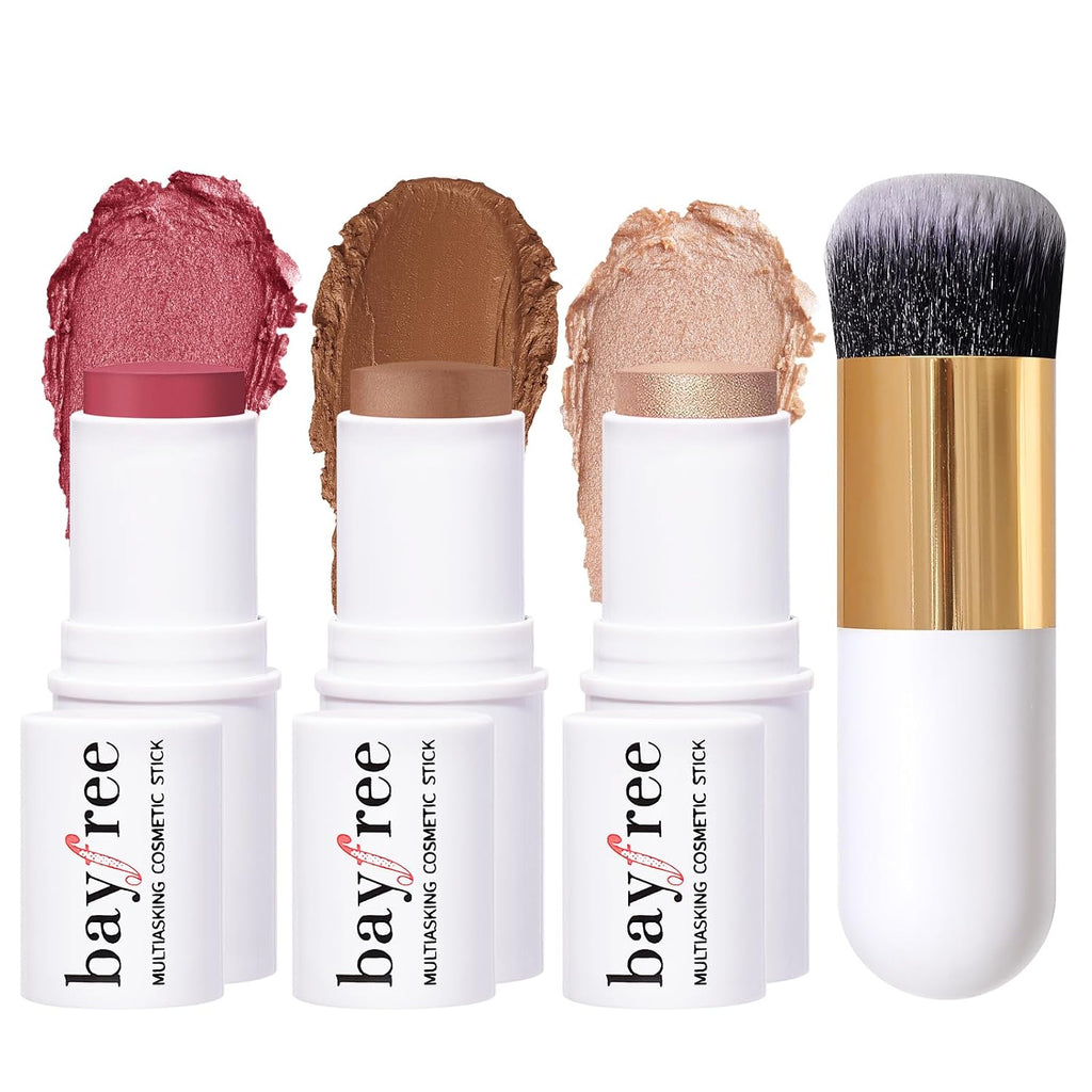 Face Sticks Trio, Blush, Highlighter & Contour Stick for Face Makeup