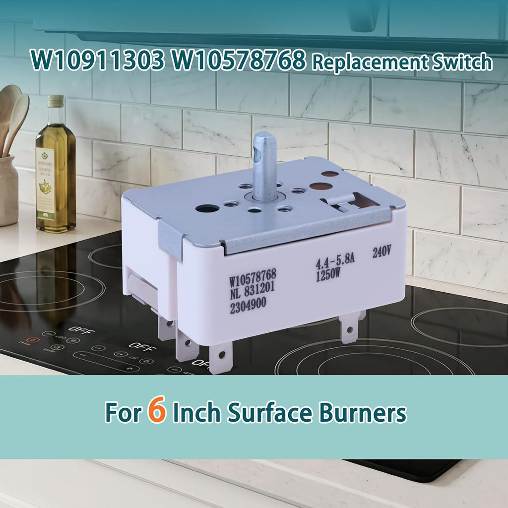 W10578768 Infinite Switch for Whirlpool 6" Electric Cooktop Burner