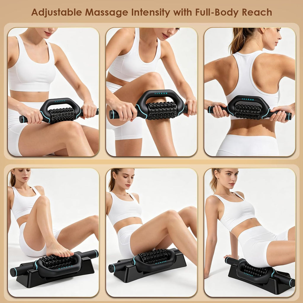 Electric Rolling Percussive Massager, Deep Tissue Muscle Roller & 6 Speeds | Rechargeable Electric Massager with