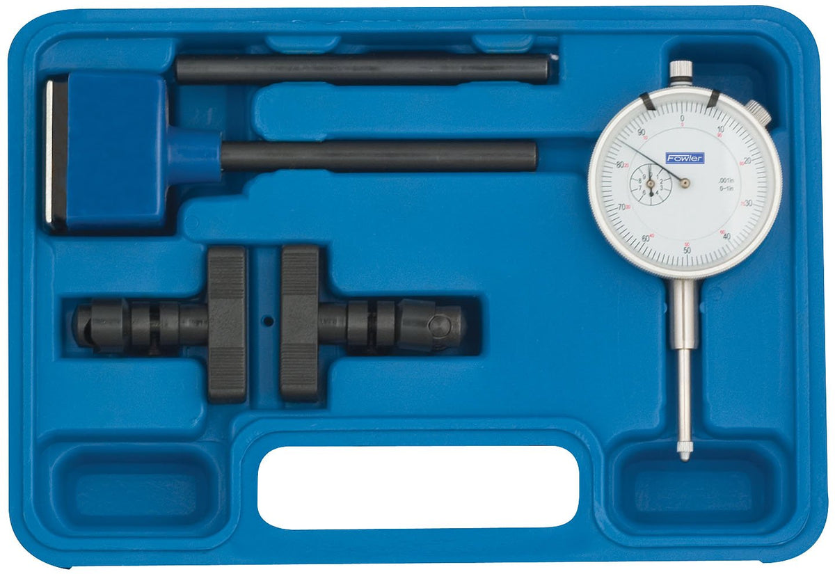 Fowler 52-522-101-0 Dial Indicator and Magnetic Base Set, 1" Measuring Range, 2.25" Dial Diameter, 6" Base Height, 50lb. Magnetic Pull