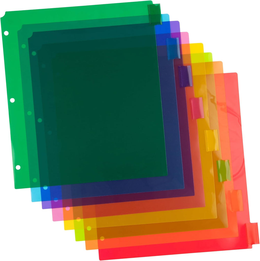 Plastic Index Tab Dividers - 8-Tab - 9 3/4 x 11 1/2 - Multicolor - 8 Tabbed Dividers/Pack