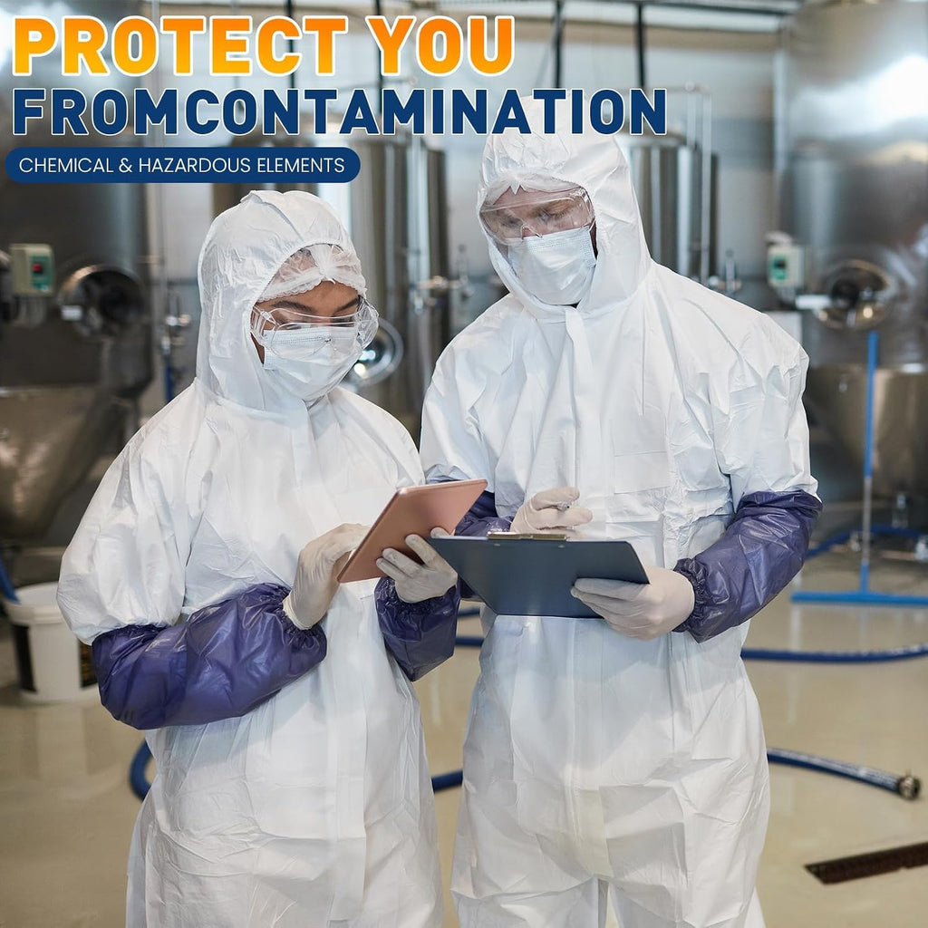 2 Pack/25 Pack Hazmat Suits Disposable Protective Coveralls | Heavy Duty Full Body Painters Suit for Men & Women