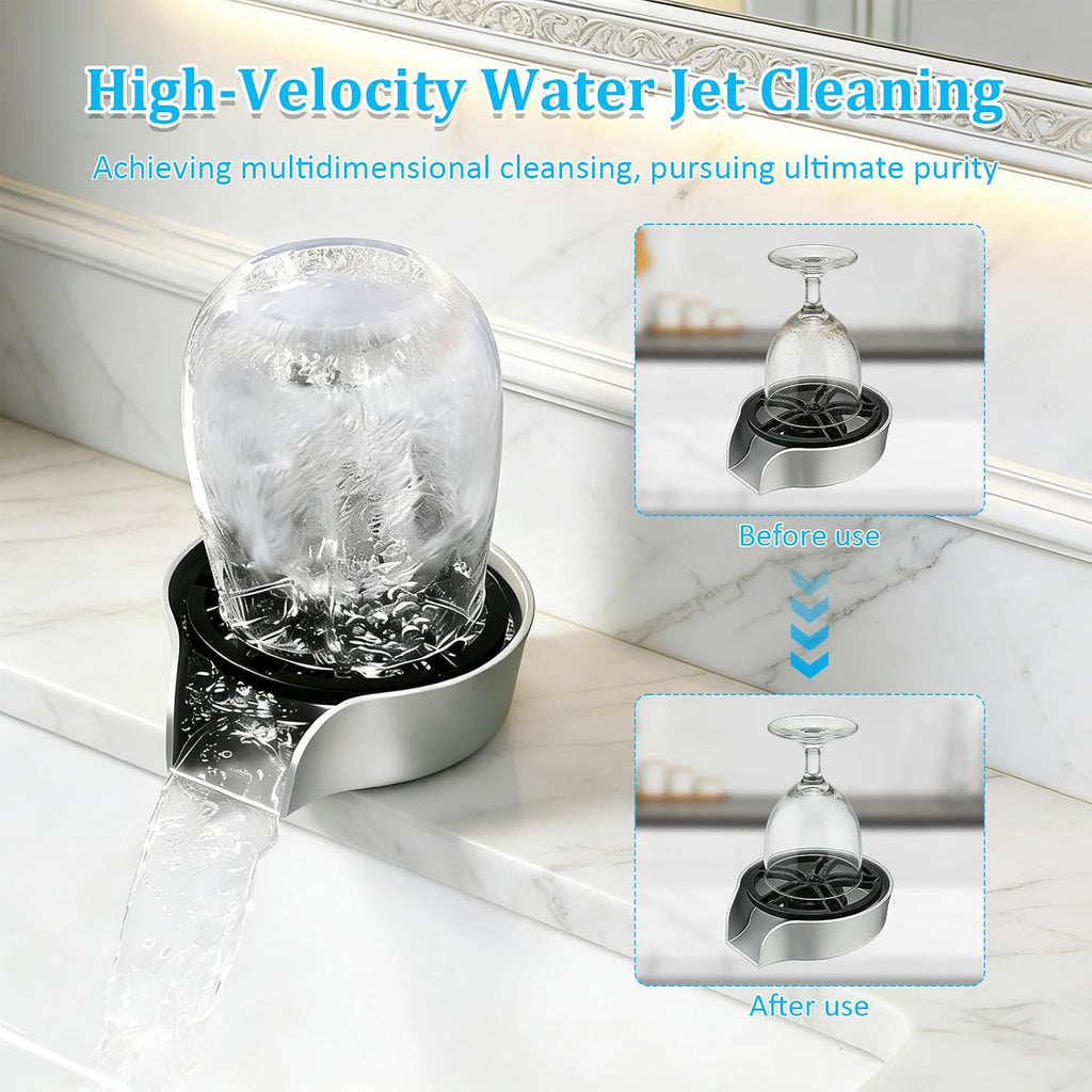 Glass Rinser for Kitchen Sink, 360 Degree Rotating Cup Rinser