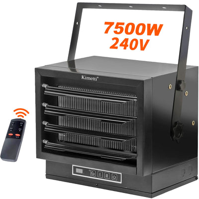 7500W Electric Garage Heater, 240V Ceiling Mount Shop Heater Hardwired Heaters with Remote, Fan-Forced Overheat