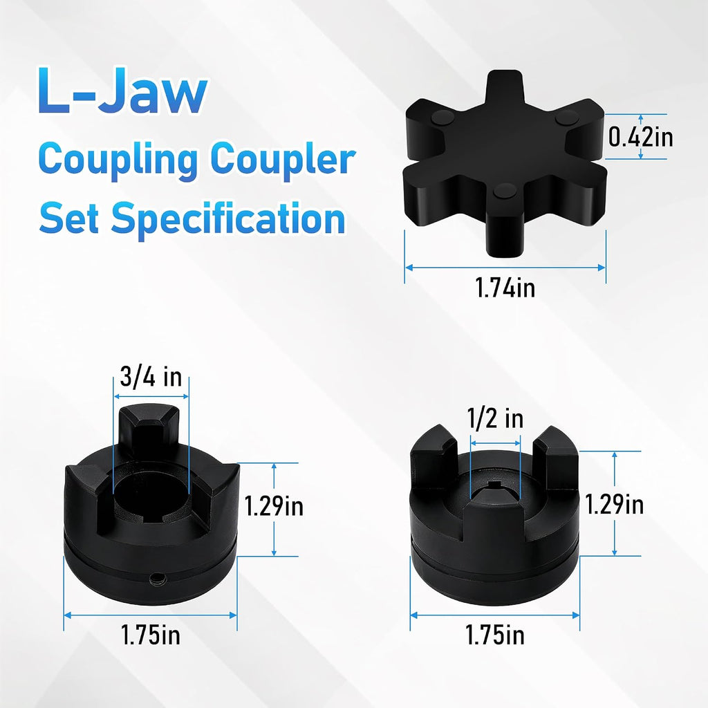 1/2" to 3/4" L075 Flexible L-Jaw Coupling Log Splitter Pump Coupler