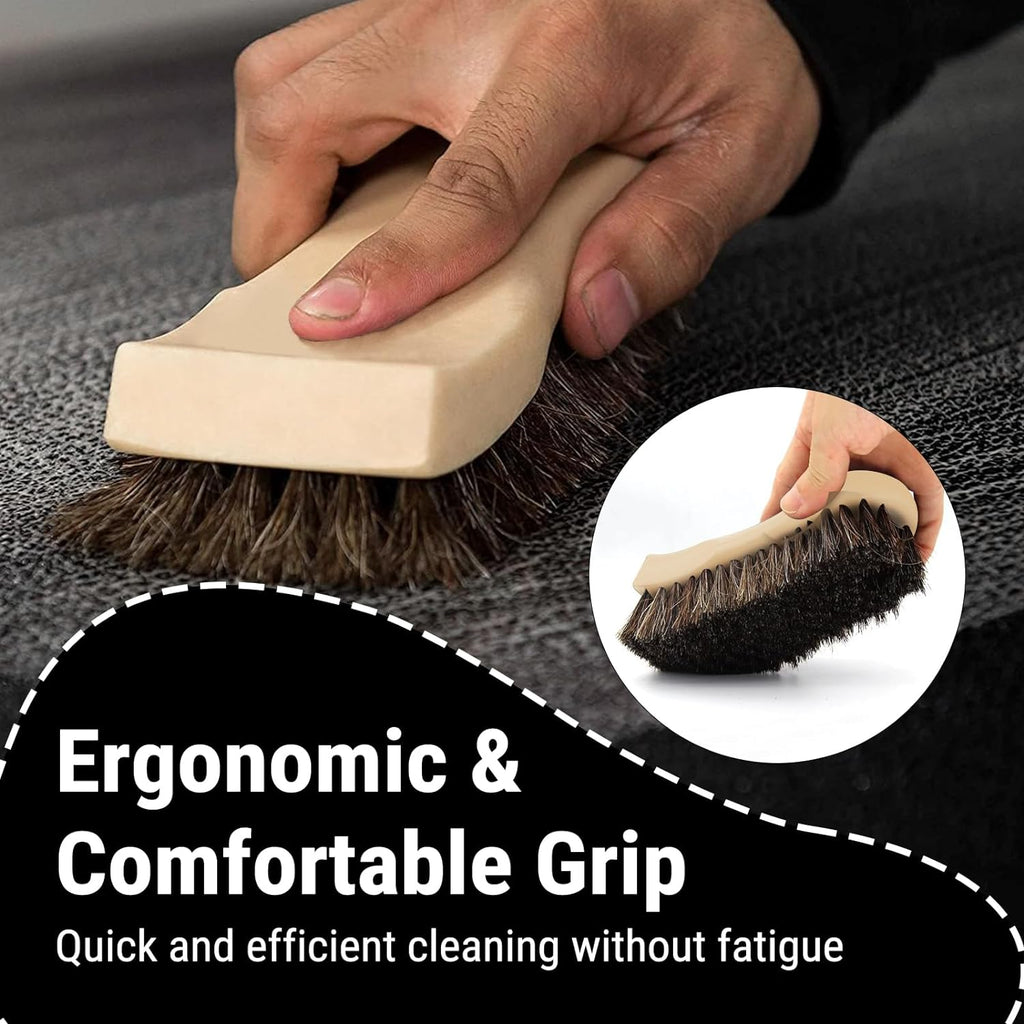 Long Bristle Horse Hair Brush for Leather, Versatile Leather Cleaning Brush for Car Interior Seat, Carpet