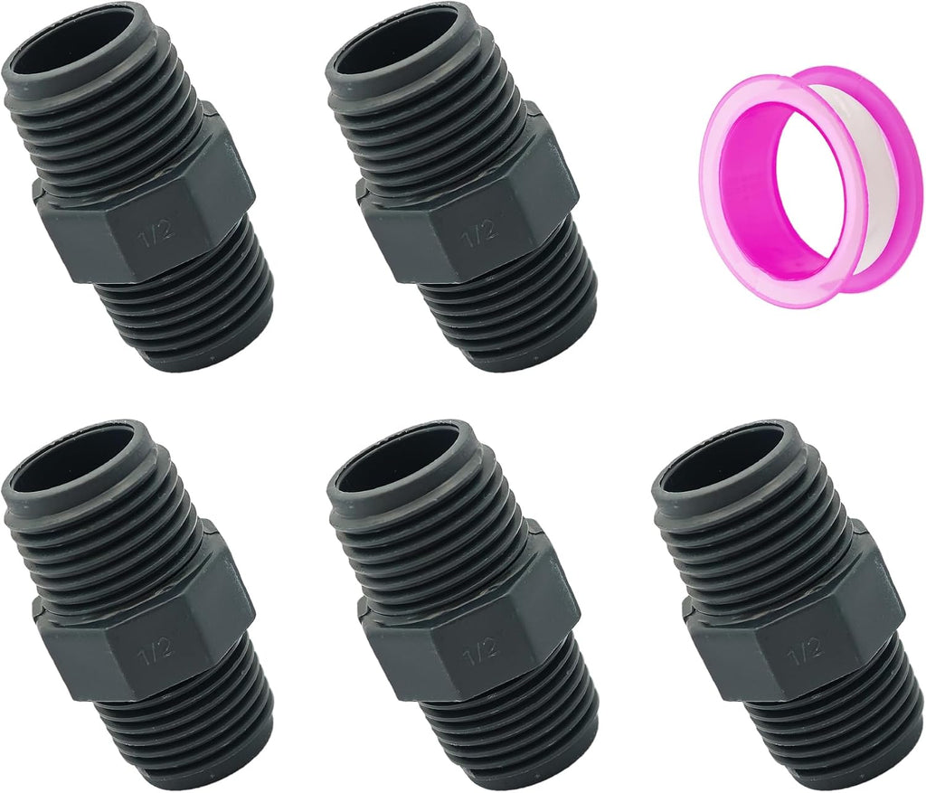 5PCS 1/2" PVC Hex Nipple Fitting