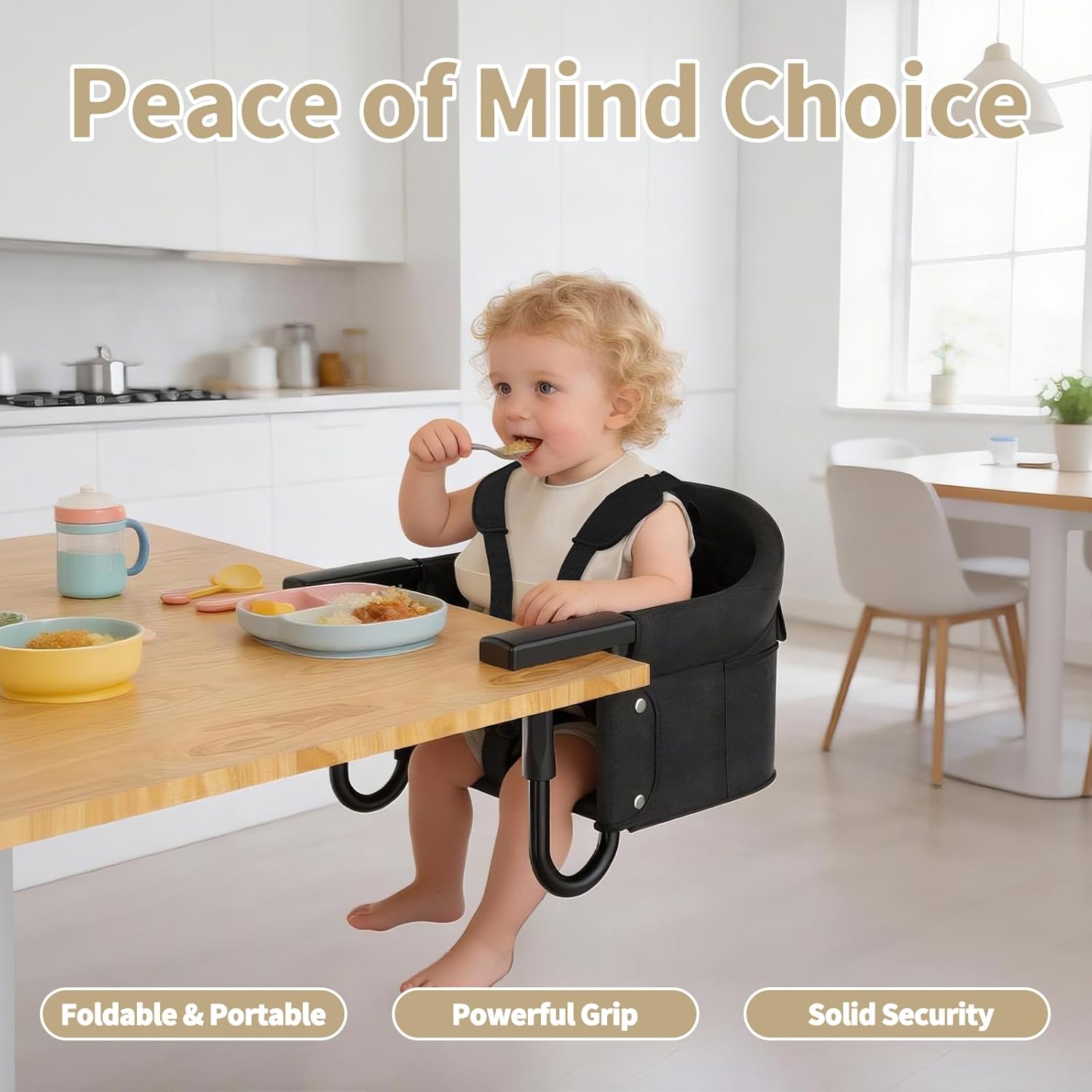Portable Hook On High Chair for Babies & Toddlers from 6-36 Months,Clip On Baby Seat for Table,Fits Tables 0.8" to