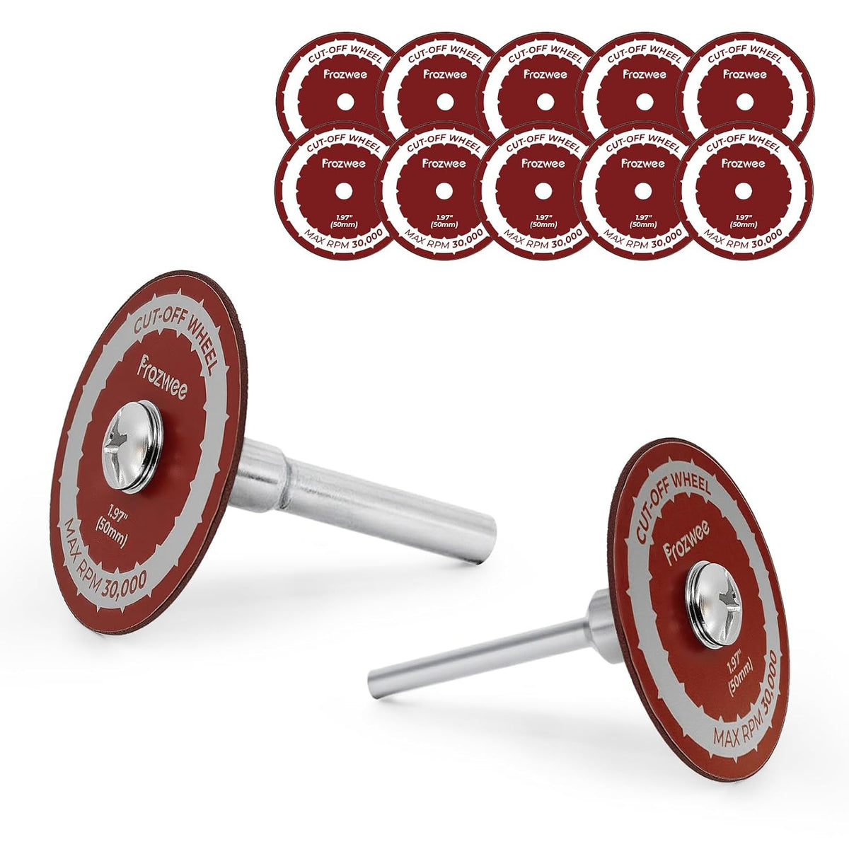 10PCS 1.97" Cut-Off Wheels for Drill,2 Shanks(1/4"+1/8" Mandrel)