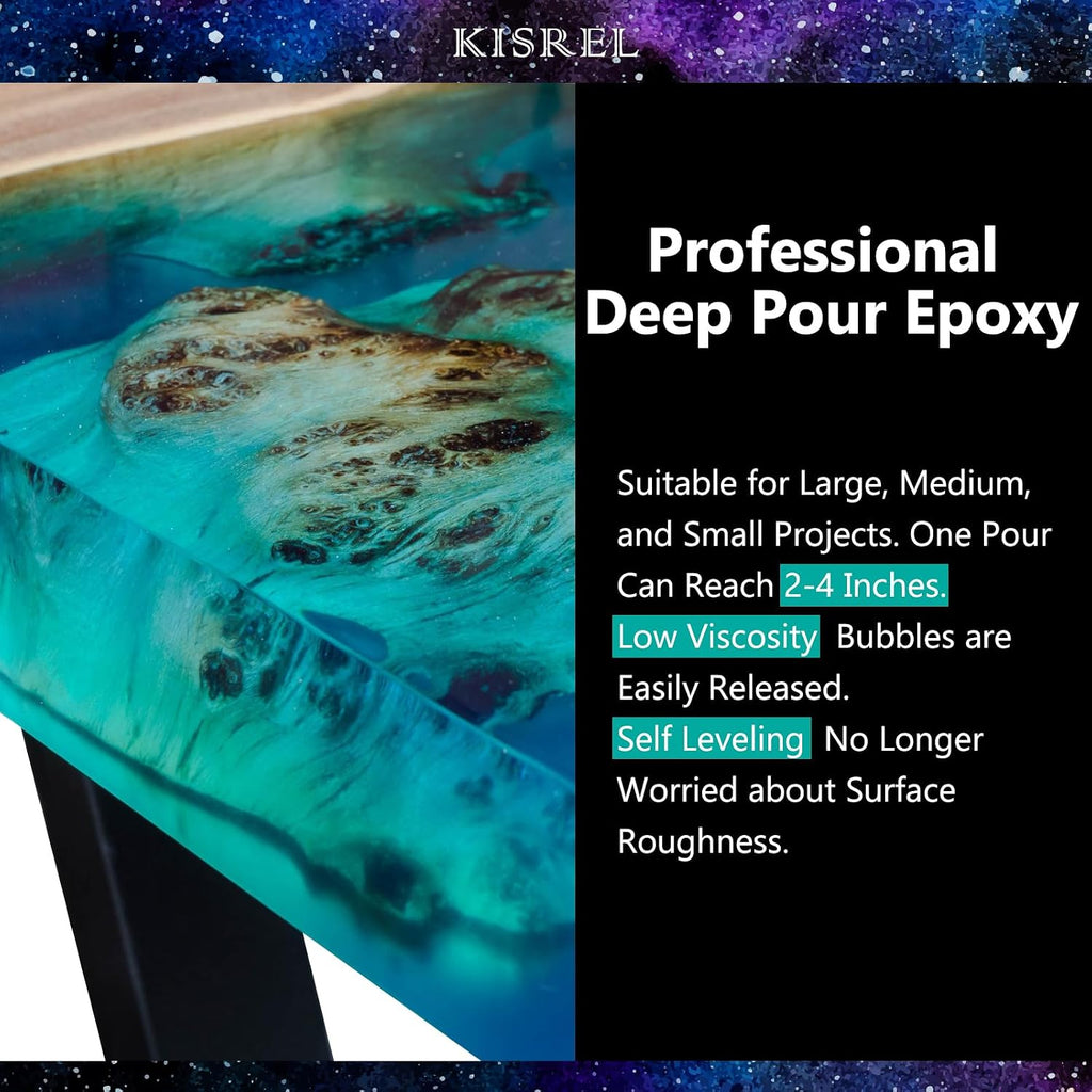 Deep Pour Epoxy Resin Kit, 96OZ 2:1 Bubble Free Crystal Clear | 2:1 , low odor, crystal clear, for 2-4" deep pours