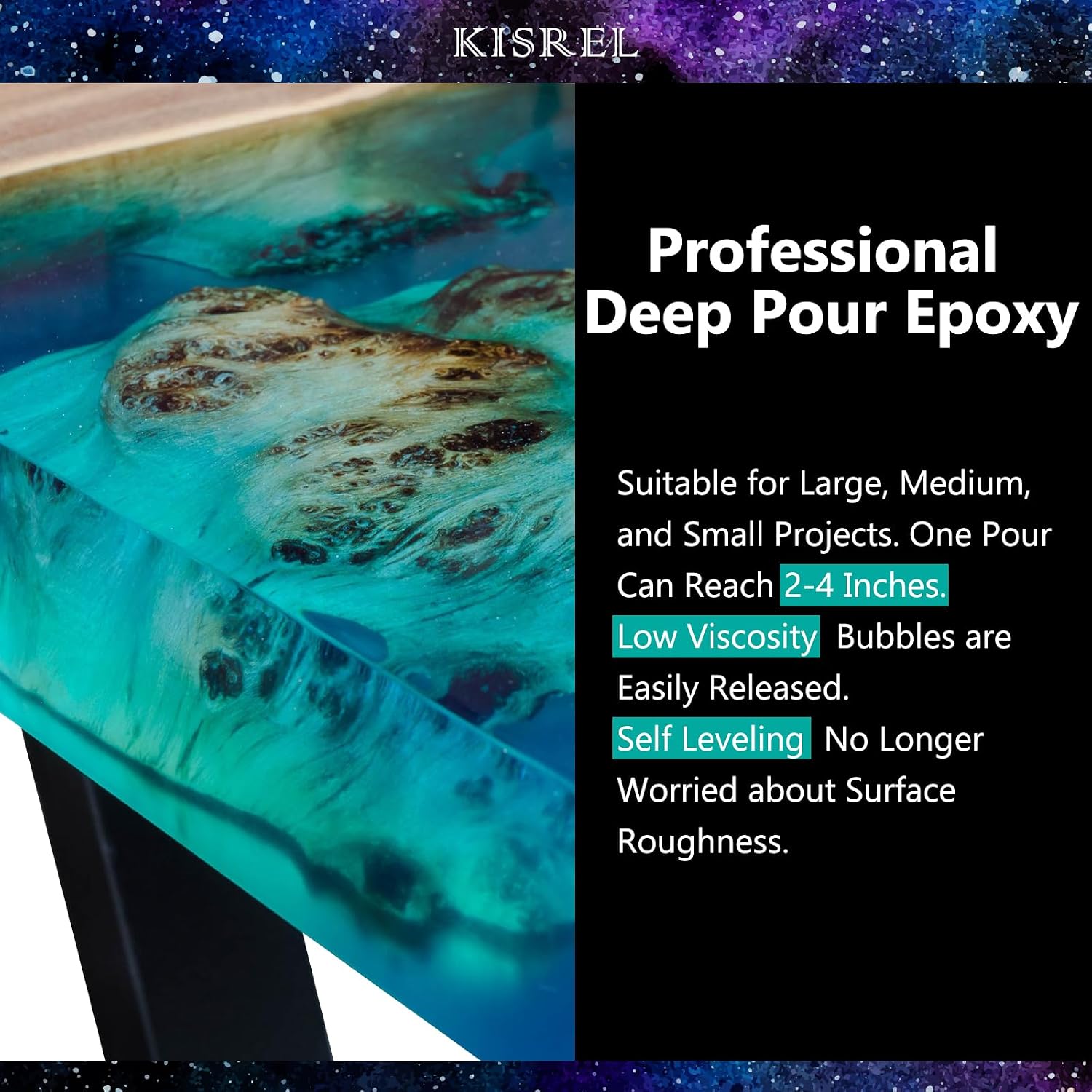 Deep Pour Epoxy Resin Kit, 96OZ 2:1 Bubble Free Crystal Clear | 2:1 , low odor, crystal clear, for 2-4" deep pours