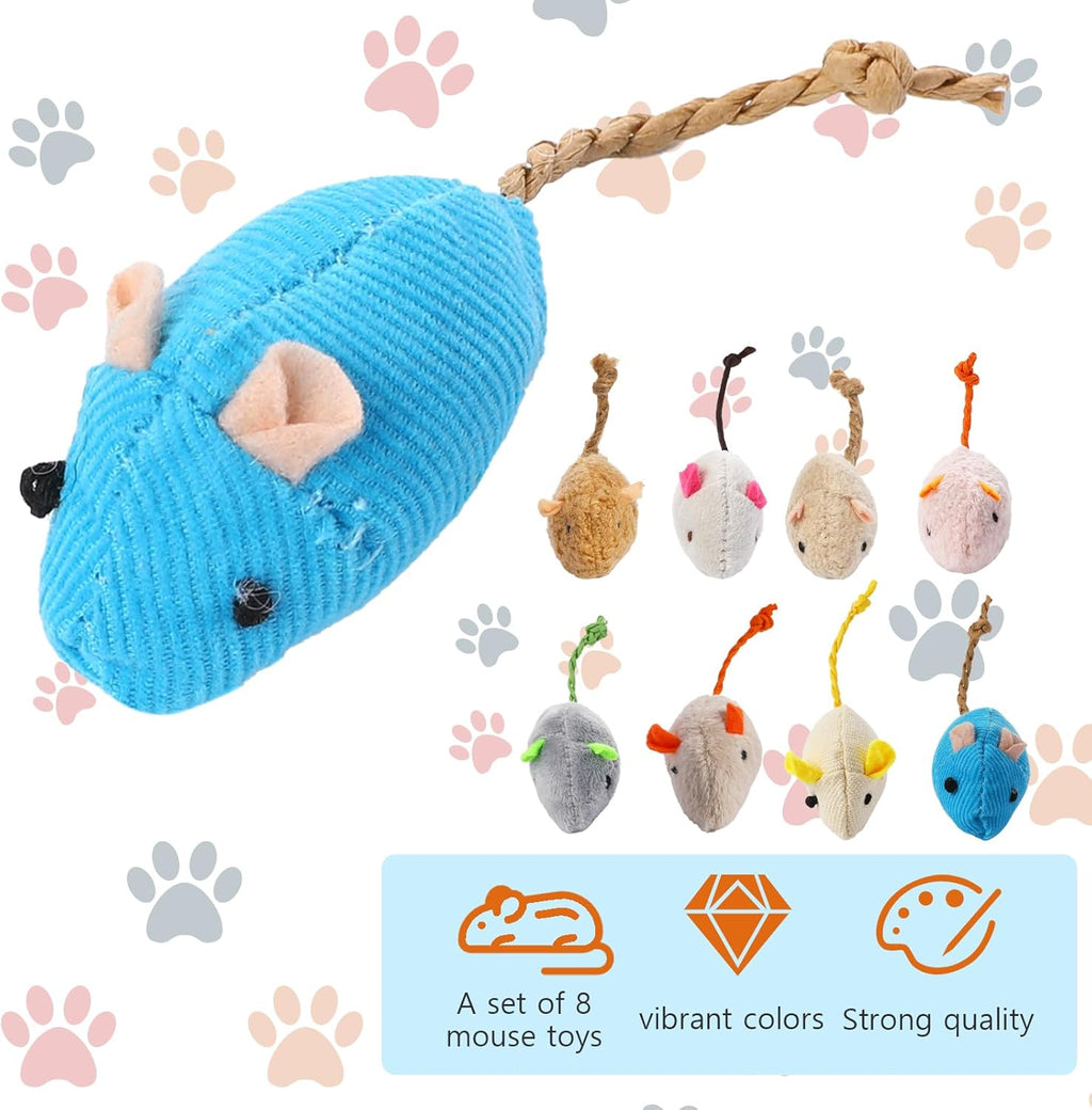 8 Pack Toy Mice for Cats Cat Mice Toys Interactive Toy Cats Mouse Plush Cat Toys Catnip Toy Biting Toys for Cats