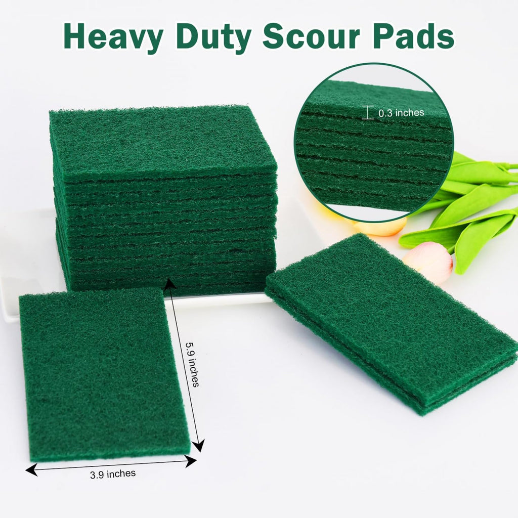 40 Pack Heavy Duty Scouring Pads Green Scrubbing Pads Scrub Pads