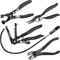 Hose Clamp Pliers Set, 4 Pcs Coolant Radiator Spring Clamp Pliers | 27" Long Reach Wire clamps, Flat Band, Clips