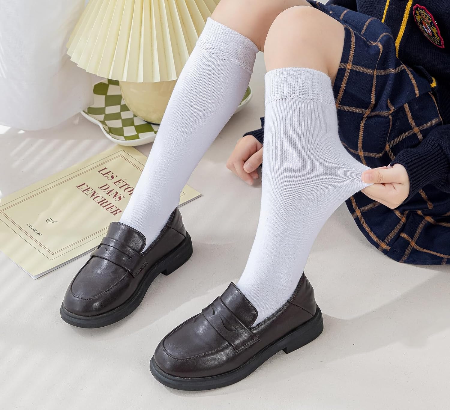 Girls Knee High Socks Seamless Cotton School Uniform Socks Kids Boy Over the Calf Sock 3/5 Pack