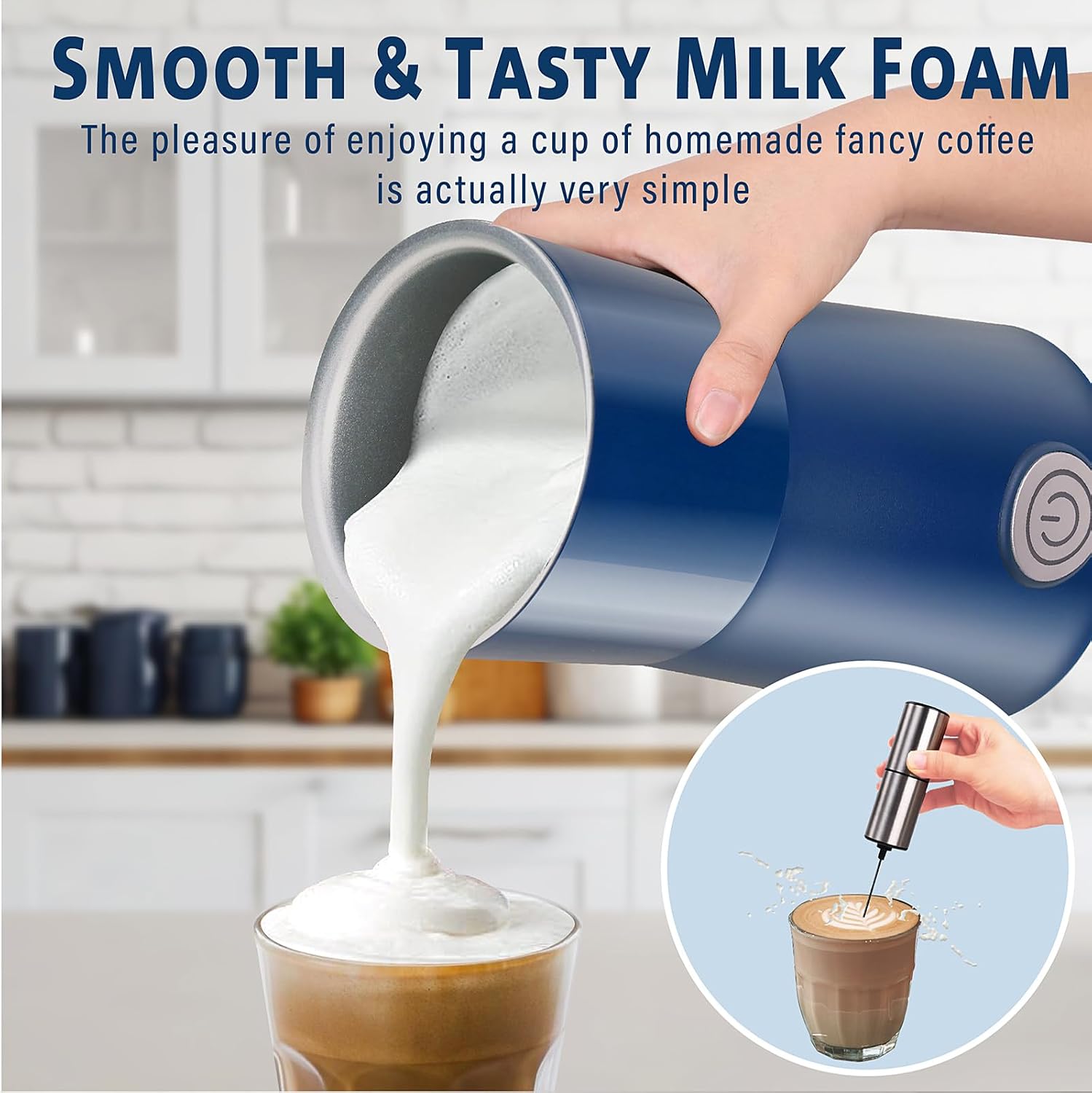 Milk Forther Simple Milk Frother and Steamer 2-in-1 Milk Steamer with Hot Milk Foam and Hot Milk for Latte