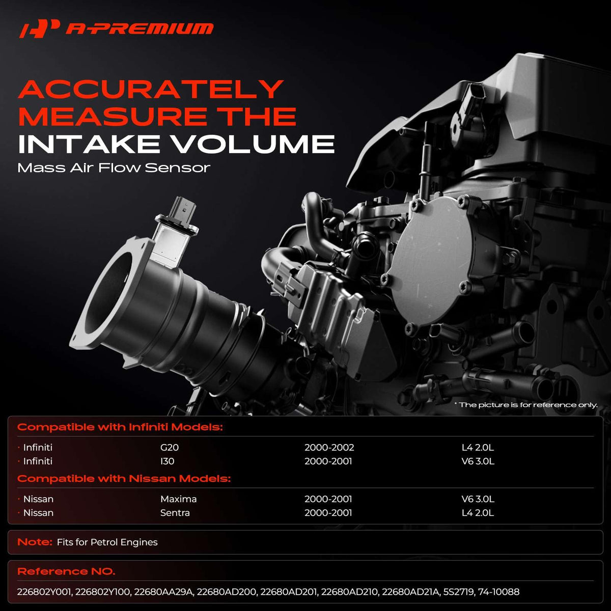 A-Premium Mass Air Flow Sensor Assembly [5 Pins] Compatible with Nissan