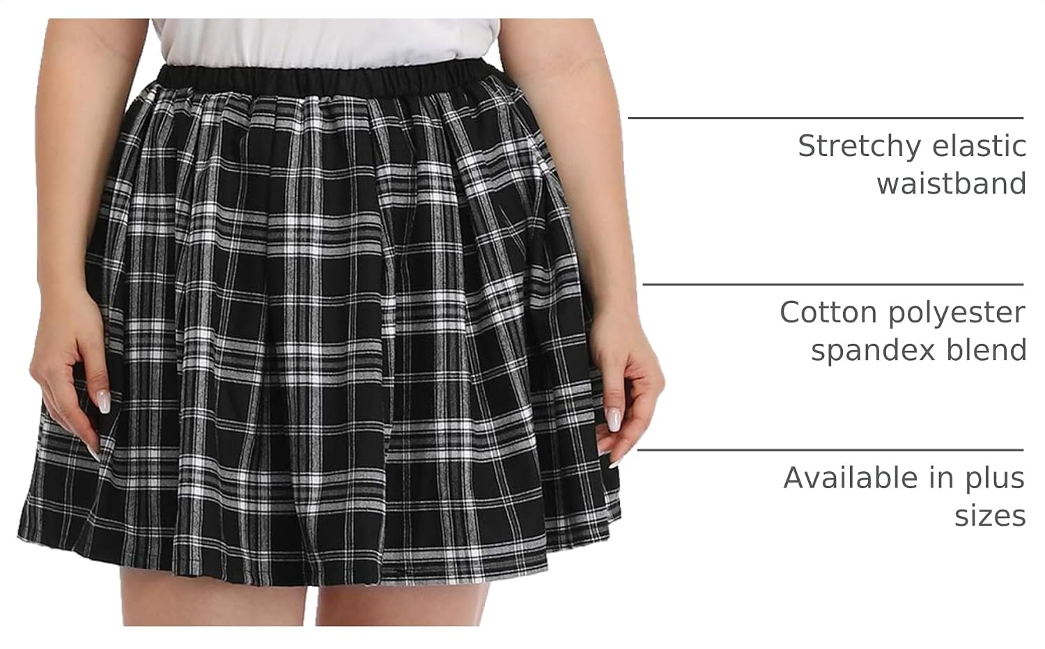 Plus Size Skirt Plaid Mini Skater Skirts Pleated School Girl