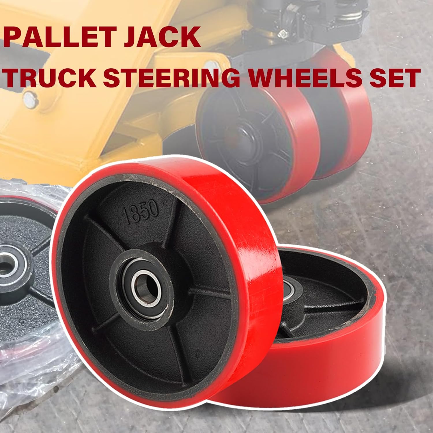 Pallet Jack Wheels/Truck Steering Wheels, Caster Wheels Pallet, 20mm ID Bearings 7" x 2" Pair