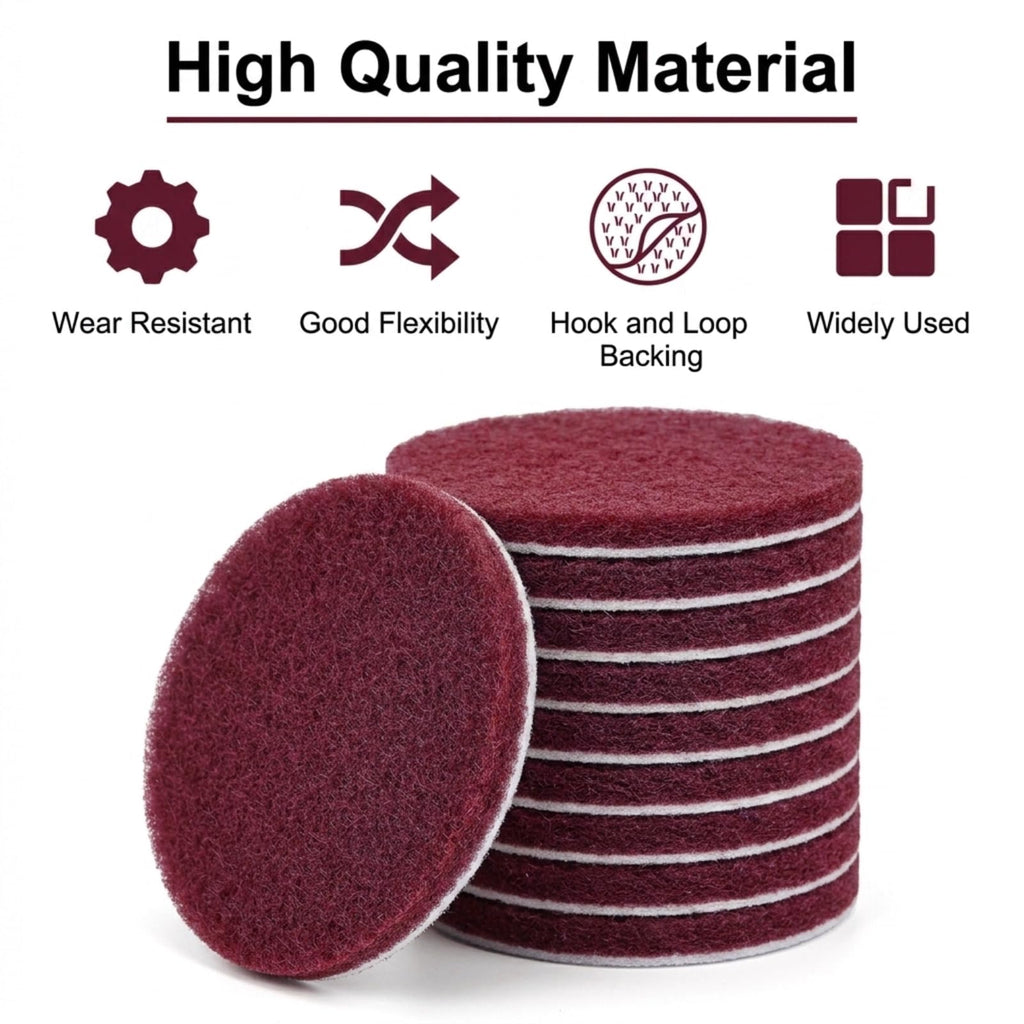 10 Pack 6 Inch 400 Grit Hook and Loop Scrubber Scouring Pads