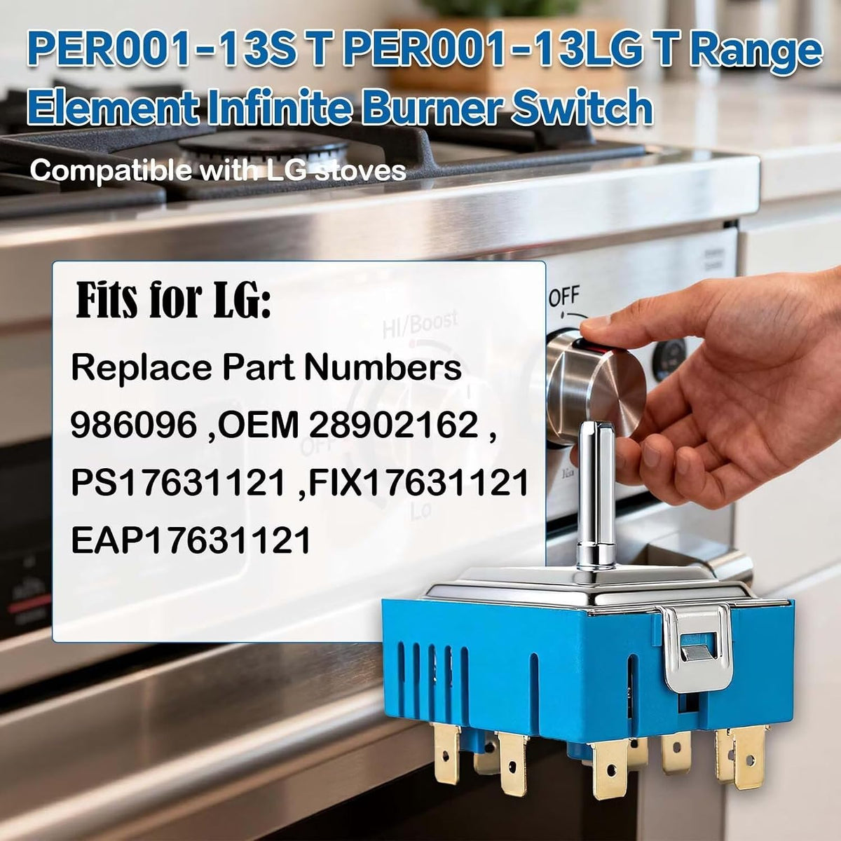 PER001-13S T, PER001-13LG T OEM Range Switch Rotary Replacement for LG Electric Range EBF62174901, EBF62174906